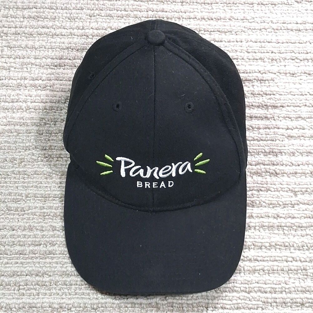 panera bread employee uniform baseball hat cap black embroidered logo strapback